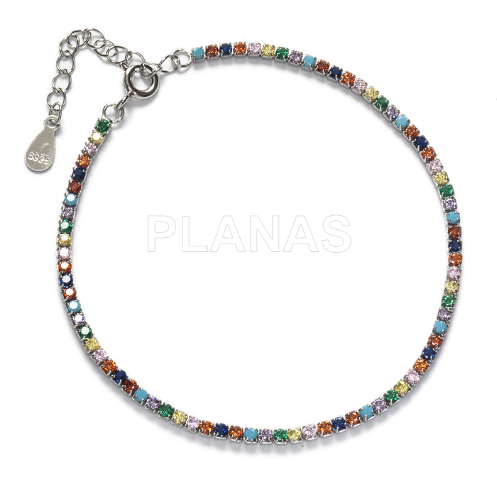 Bracelet in sterling silver and colored zirconia.  