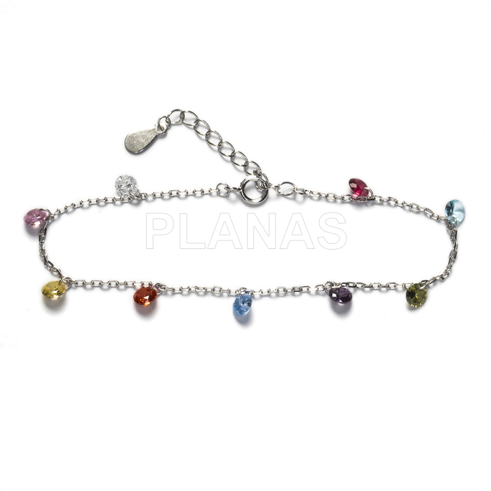 Bracelet in sterling silver and colored zirconia.  