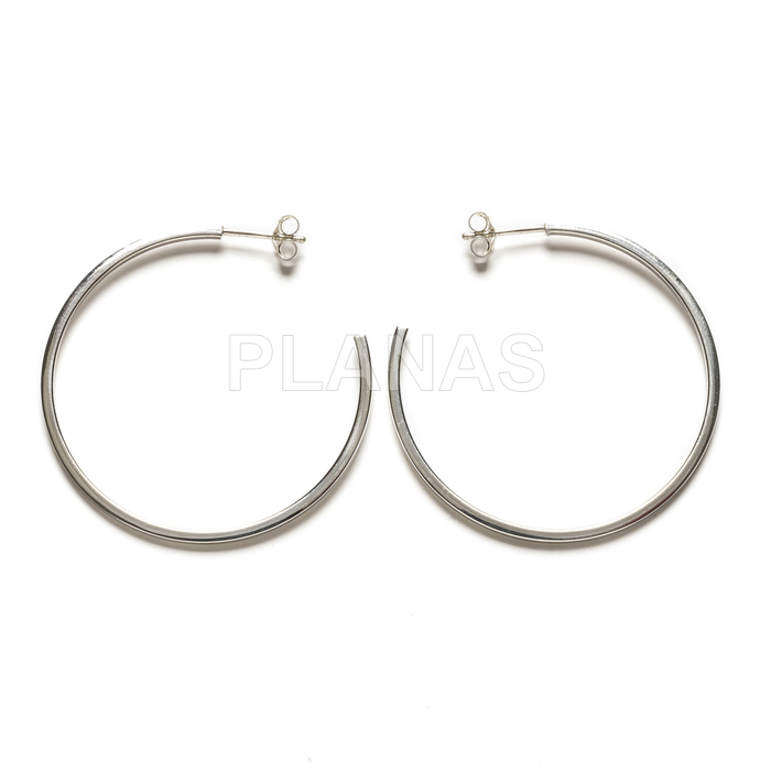 Aros cuadrados en plata de Ley. 1,5x40mm.