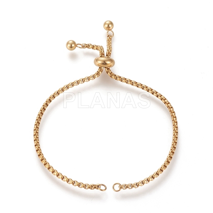 Base para pulsera en Acero Inoxidable y  Baño Oro. 