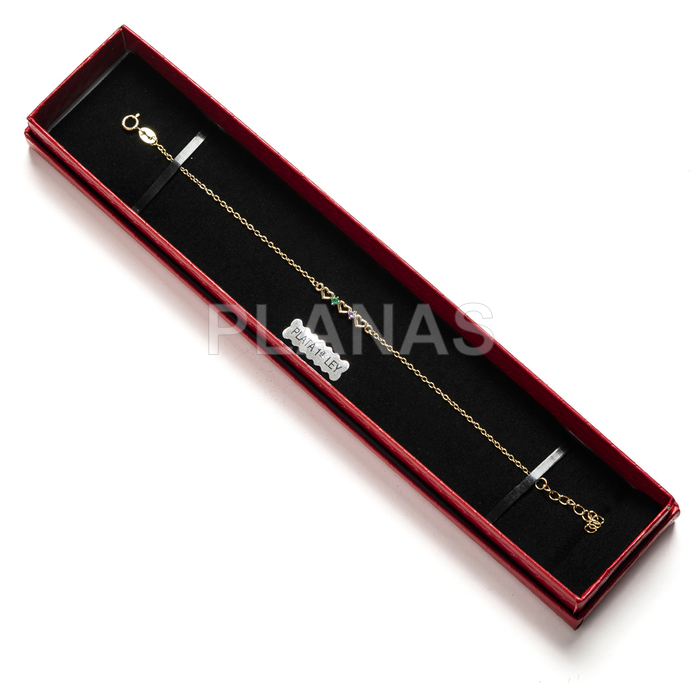 Sterling silver and gold plated bracelet with coloured zirconia. heart.  