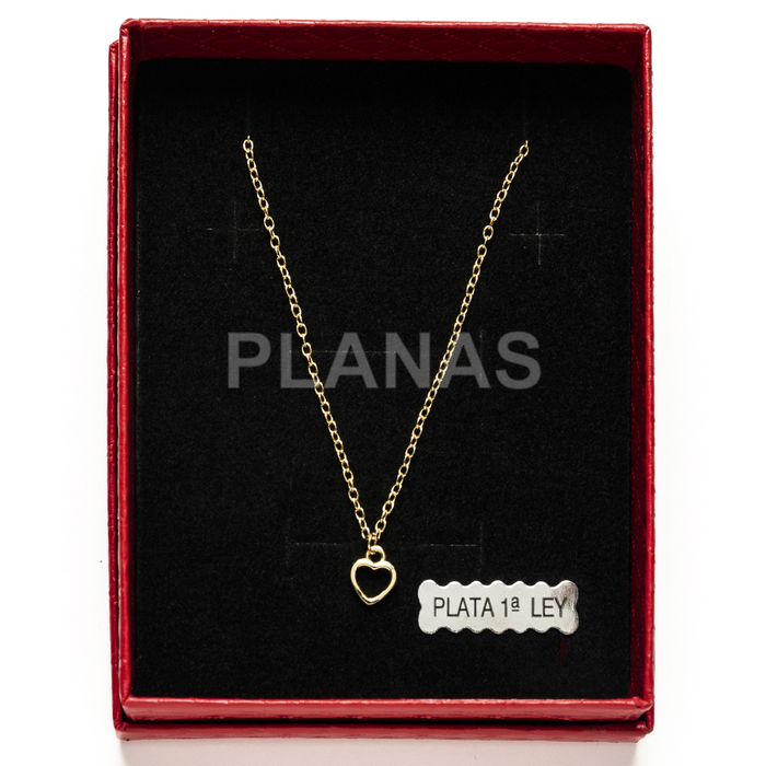 Necklace in sterling silver and gold plating. heart.  