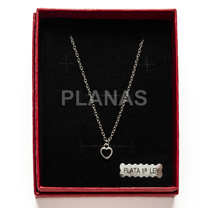 Collar en Plata de Ley Rodiada. CORAZÓN.  