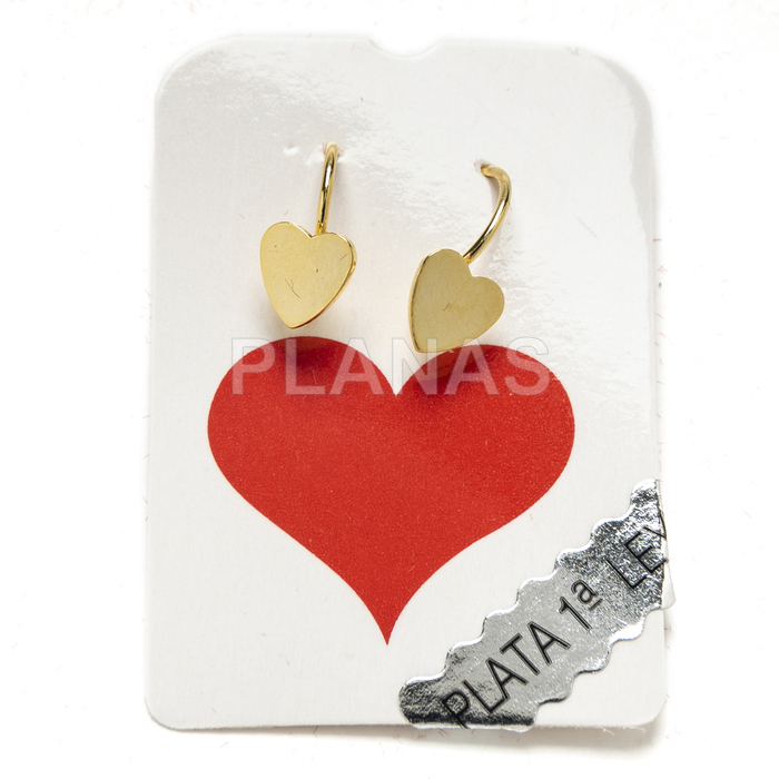 Earrings in sterling silver and gold plating. heart.