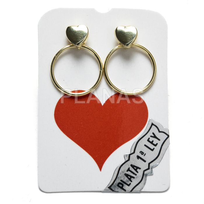 Earrings in sterling silver and gold plating. heart.