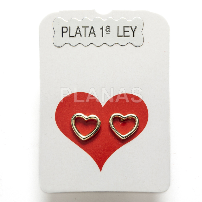 Earrings in sterling silver and gold plating. heart.