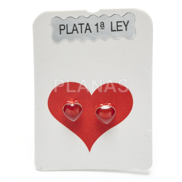 Sterling silver and coral earrings. heart.