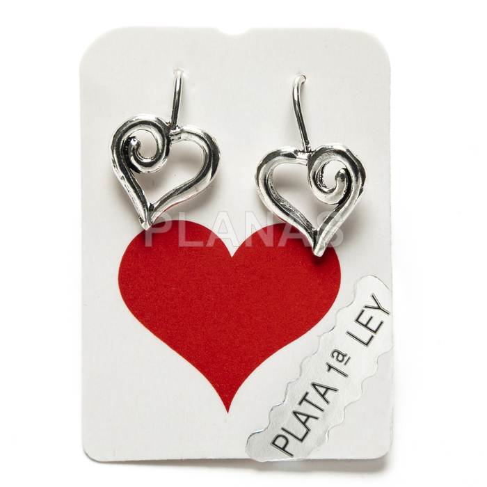 Sterling silver earrings. heart.