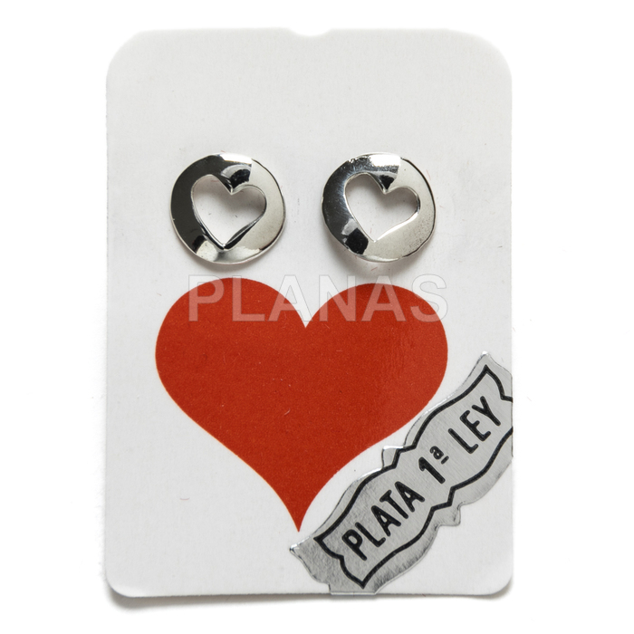 Sterling silver earrings. heart.