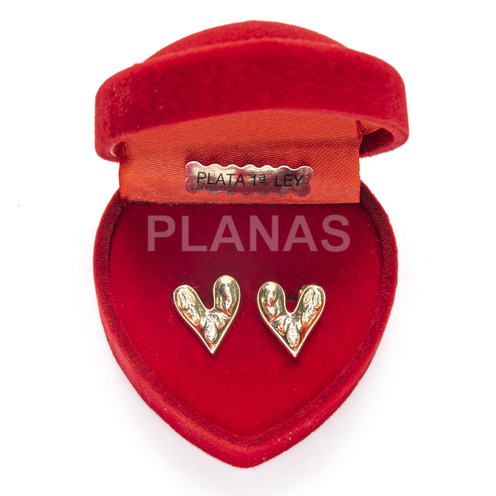 Earrings in sterling silver and gold plating. heart.