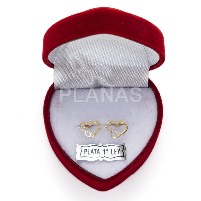 Earrings in sterling silver and gold plating. heart and infinity.