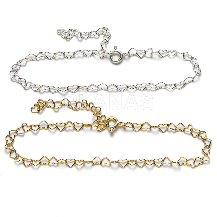 Sterling silver bracelet. hearts.