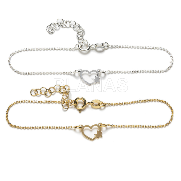 Sterling silver bracelet. heart and star.