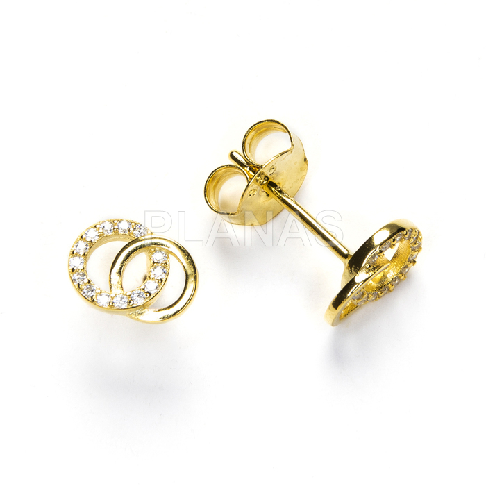 Pendientes en Plata de ley y baño oro con Circonitas.  