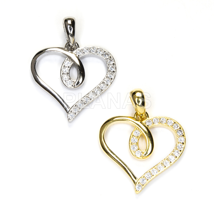 Colgante en Plata de ley y Circonitas. CORAZÓN.