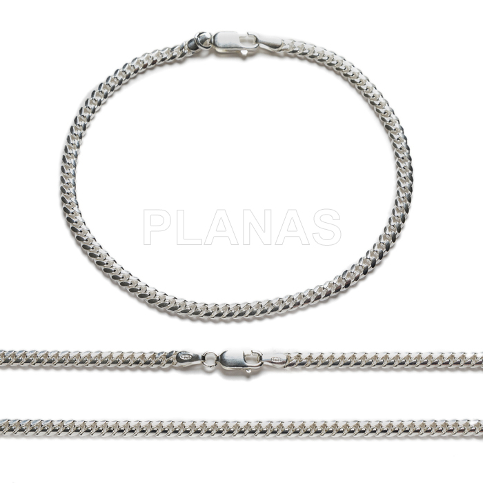 Pulsera y Cadena Cubana de 3mm en Plata de Ley. 