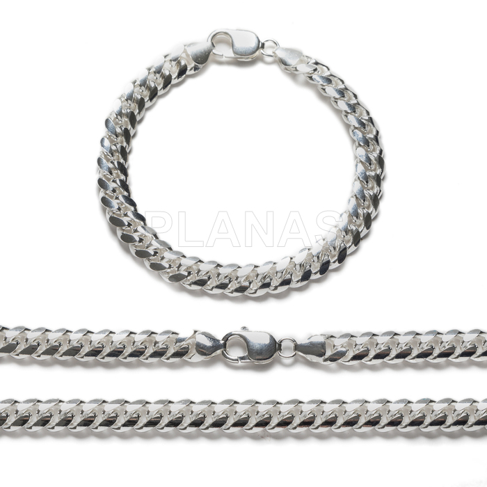 Pulsera y Cadena Cubana de 6mm en Plata de Ley. 