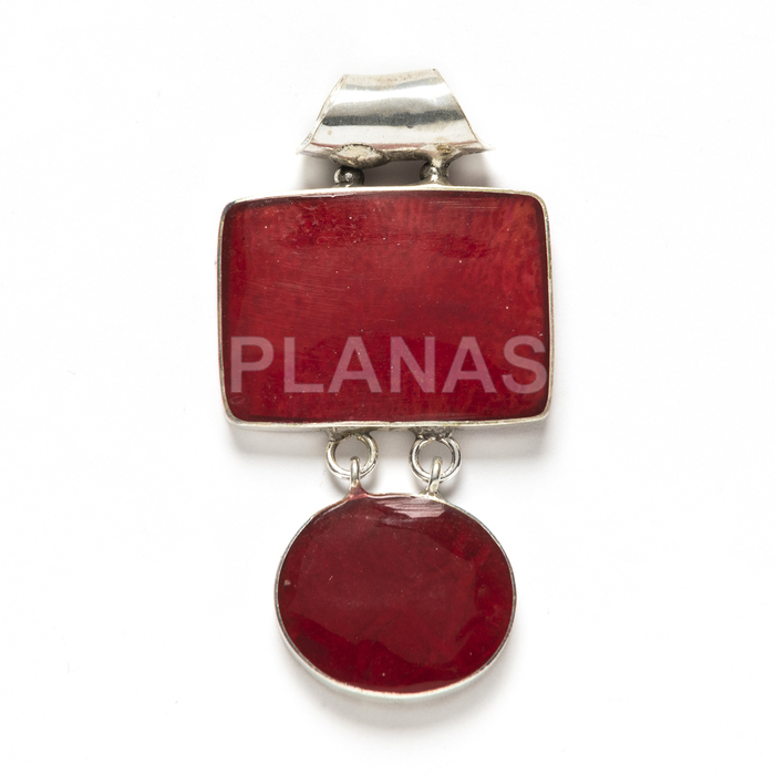 Sterling silver and coral pendant.