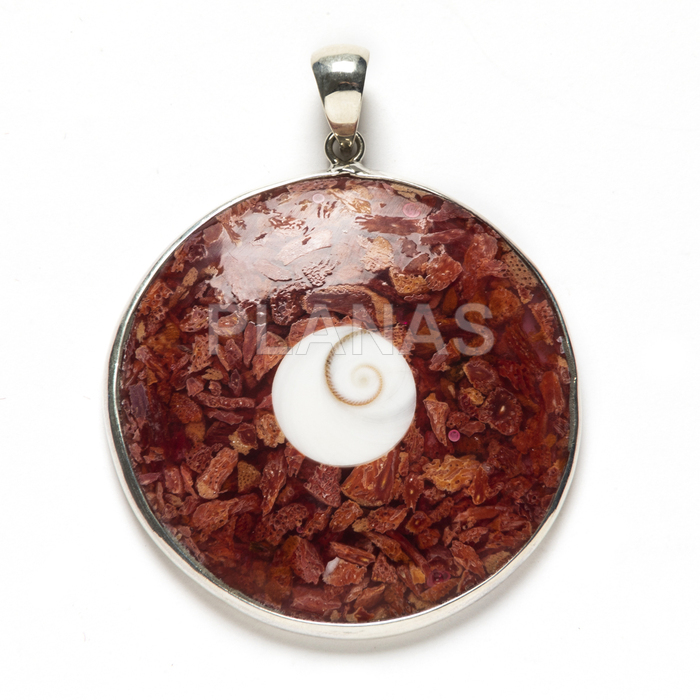 Sterling silver and coral pendant.