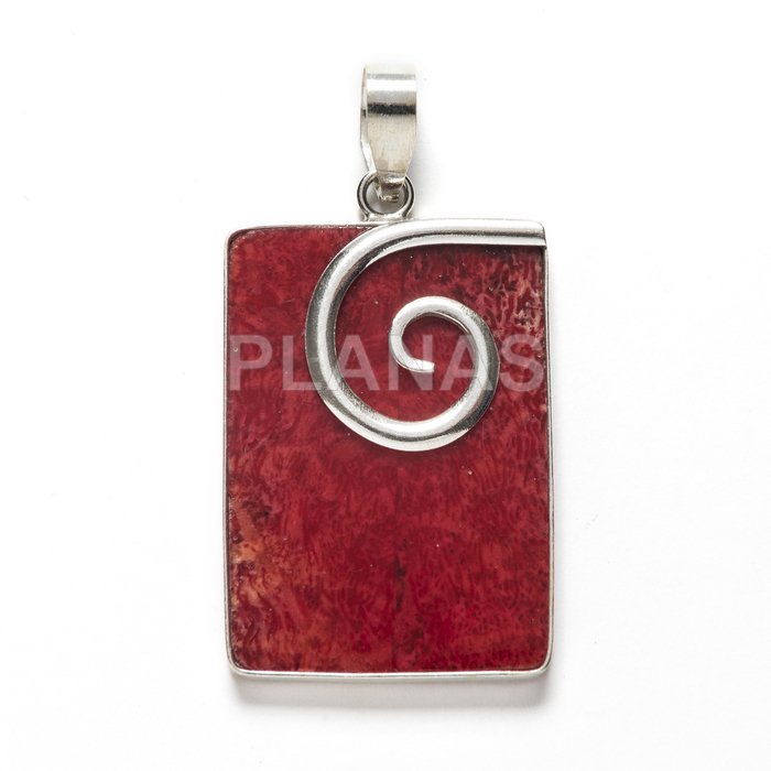 Sterling silver and coral pendant.
