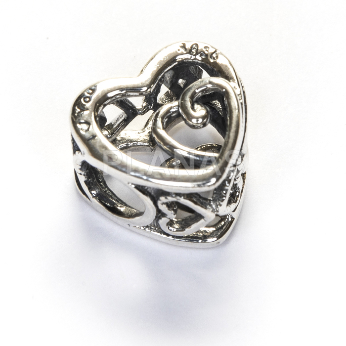Sterling silver charm. heart.