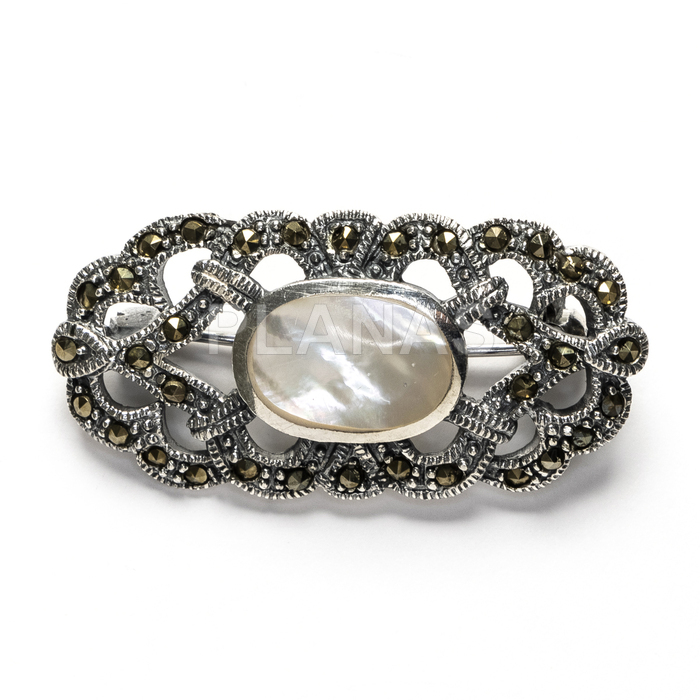 Broche em prata esterlina e marquise.  