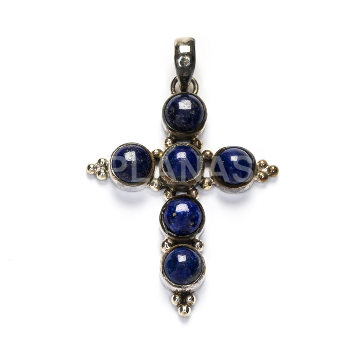 Colgante en Plata de ley y Lapizlazuli. CRUZ.