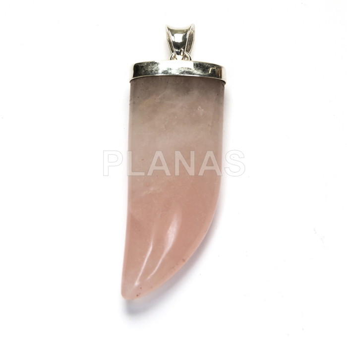 Colgante en Plata de Ley y Quarzo Rosa.   