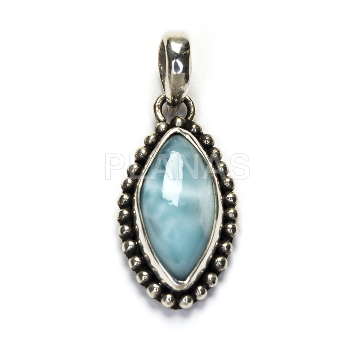 Pendant in sterling silver and larimar.