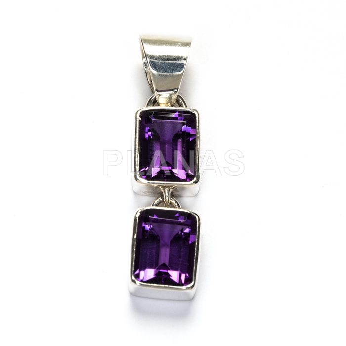 Pendant in sterling silver and amethyst.  