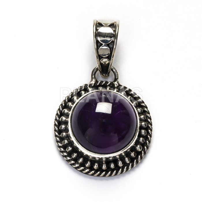 Pendant in sterling silver and amethyst.  