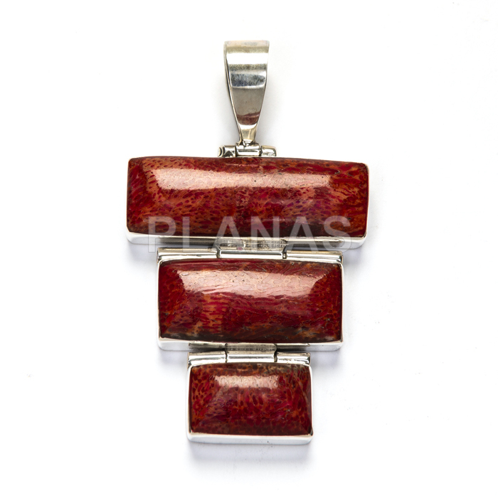 Pendant in sterling silver and coral.  
