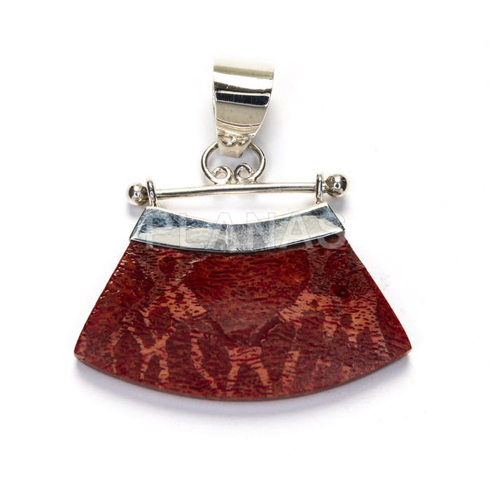 Pendant in sterling silver and coral.  