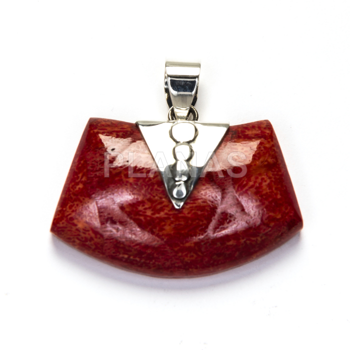 Pendant in sterling silver and coral.  