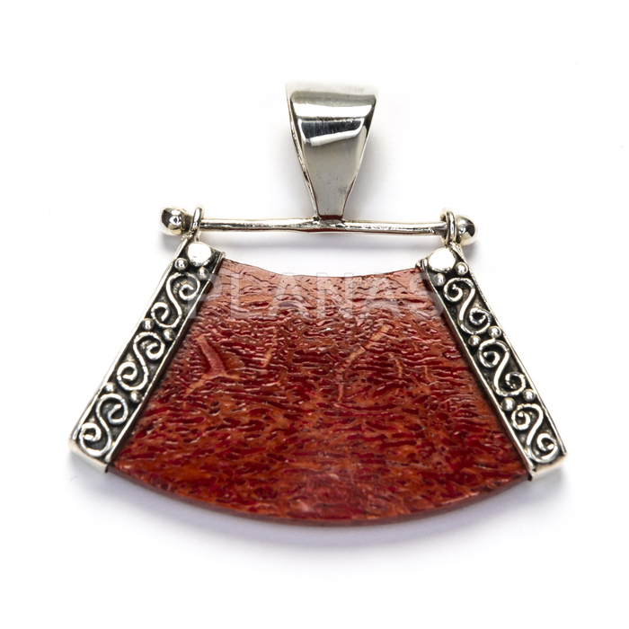 Pendant in sterling silver and coral.  