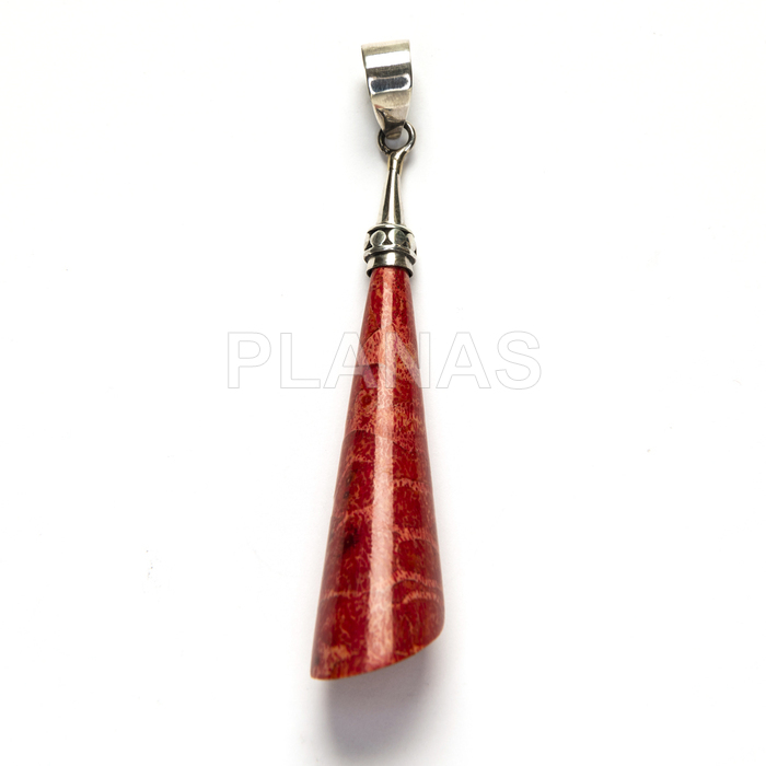 Pendant in sterling silver and coral.  