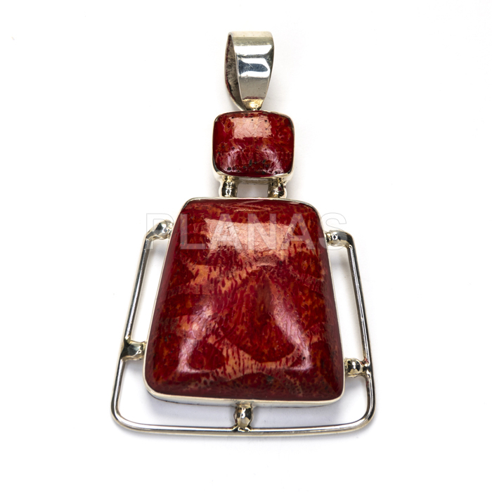 Pendant in sterling silver and coral.  