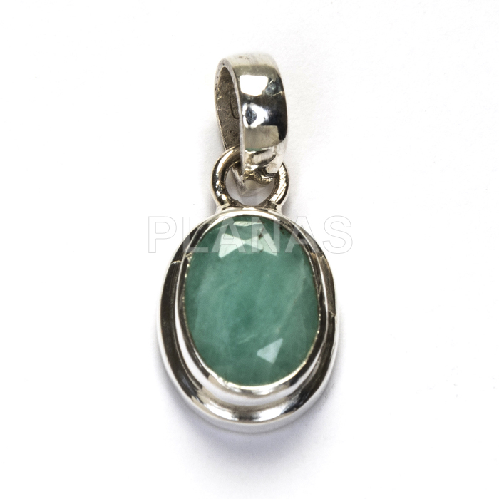 Colgante en Plata de ley y Aventurina verde.