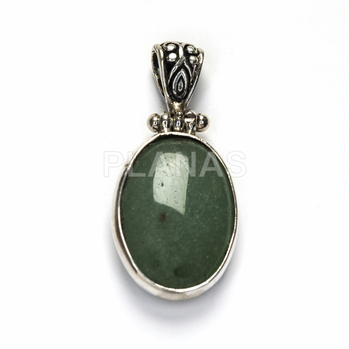 Colgante en Plata de ley y Aventurina verde.