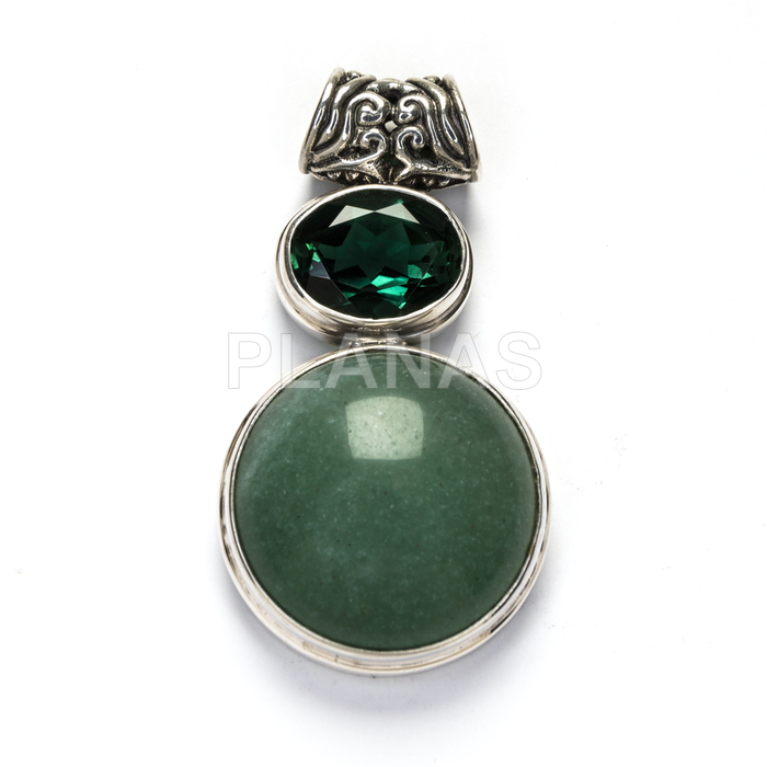 Colgante en Plata de ley y Aventurina verde.