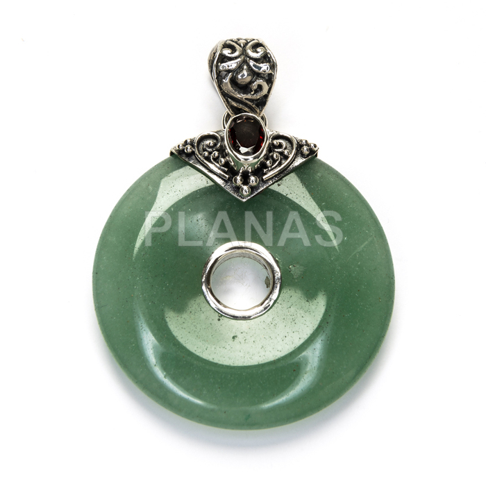 Colgante en Plata de ley y Aventurina verde.