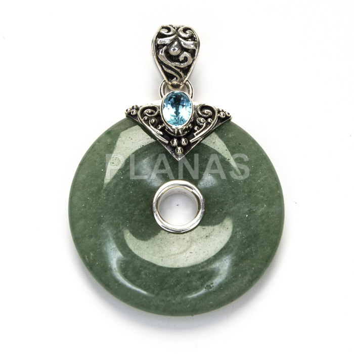 Colgante en Plata de ley y Aventurina verde.