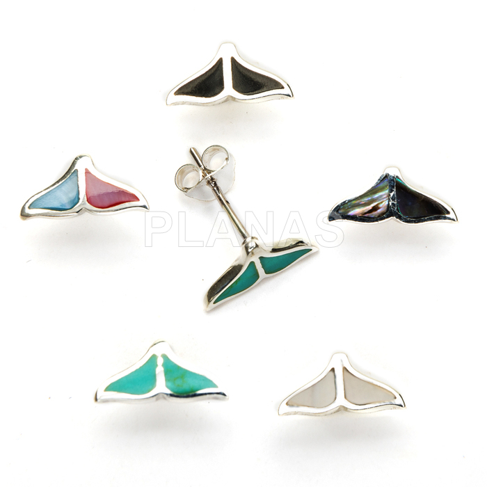Pendientes en Plata de ley. COLA DE BALLENA.