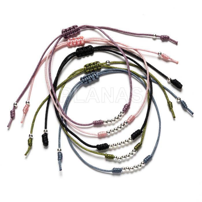 Pulsera macramé en Plata de Ley. 