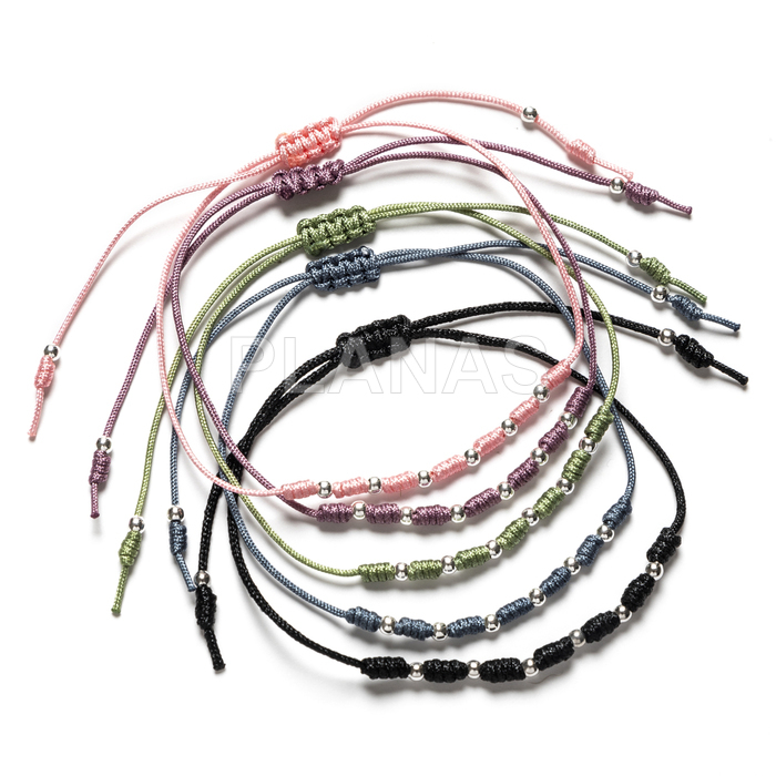 Pulsera macramé en Plata de Ley. 