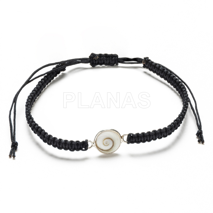 Black macramé bracelet in sterling silver and shiva.  