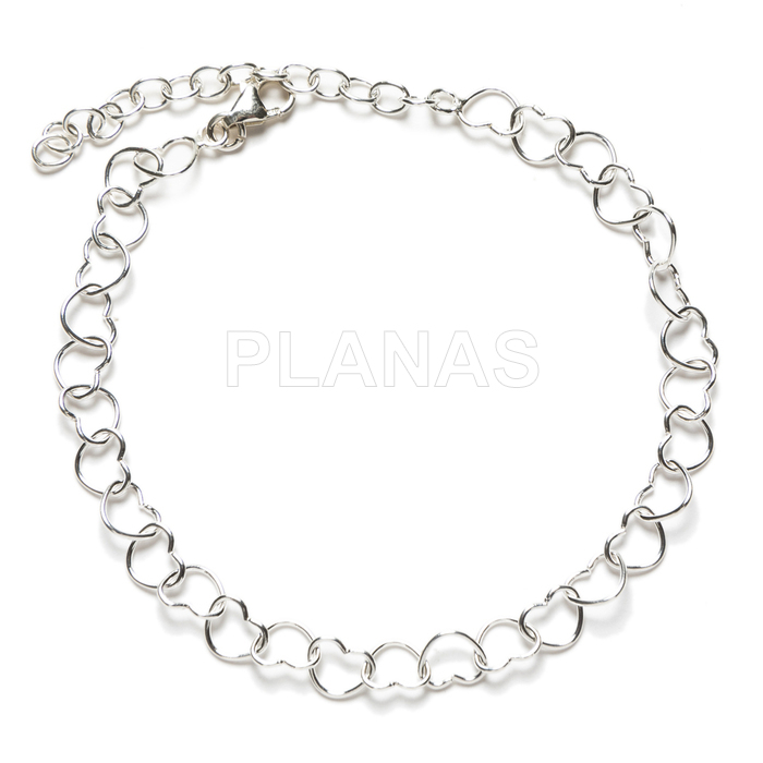 Sterling silver bracelet. hearts.