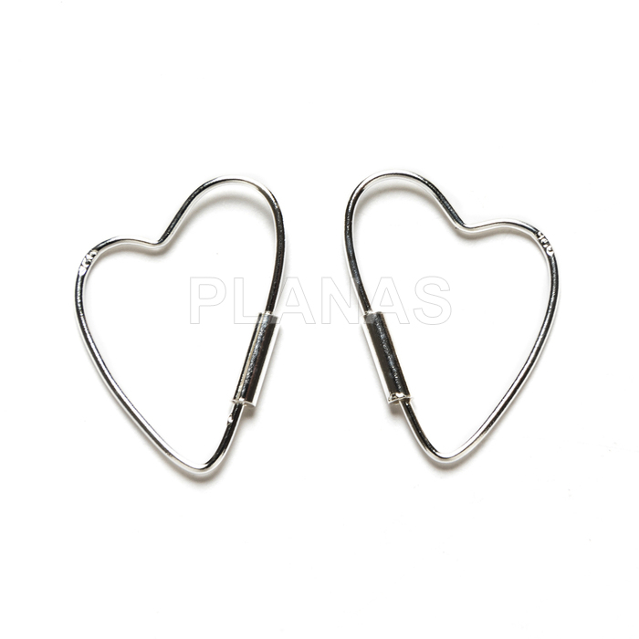 Sterling silver hoops. heart. 