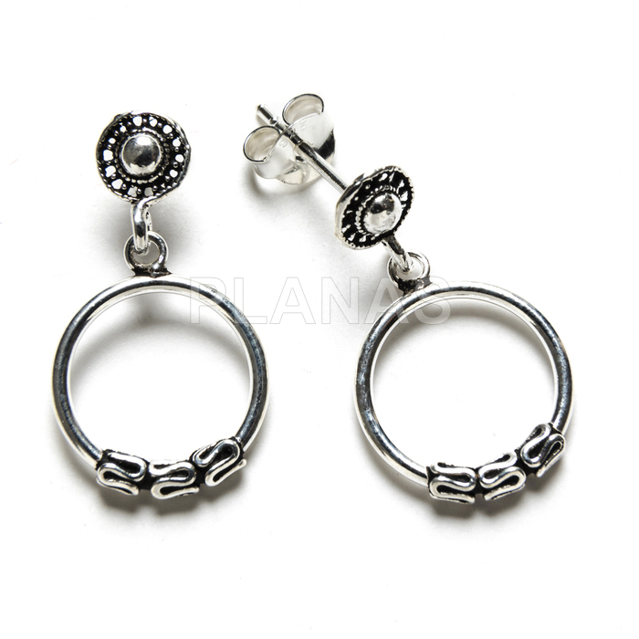 Brincos bali hoops em prata de lei. 