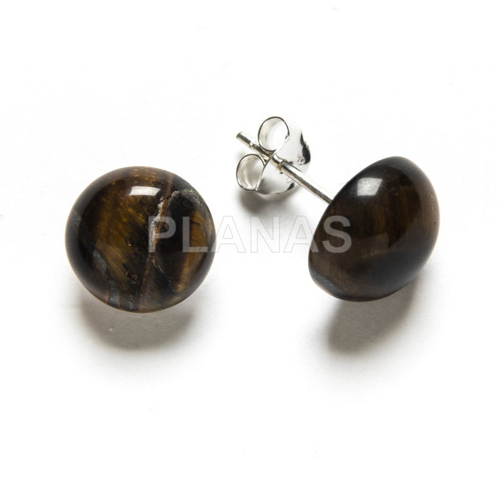 Pendientes en Plata de ley y Ojo de Tigre.